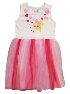 Jojo Siwa Girls Pink Red White Tulle Valentine Heart Sleeveless Dress L (10/12) - Picture 1 of 2