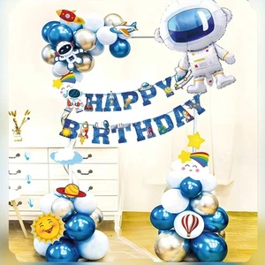 Geburtstag Luftballon Deko Set Astronaut Birthday Party Dekoration Folienballon - Picture 1 of 4