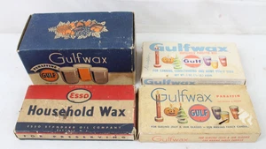 4 Vintage Gulf Gas & Öl GulfWax Haushalt Paraffinwachs mit Boxen Esso Box - Bild 1 von 12