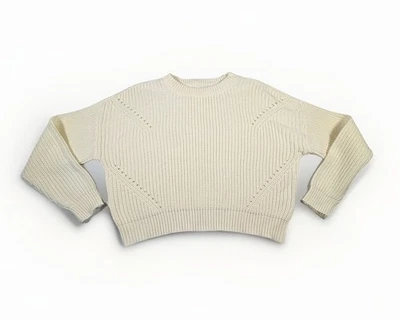 Suéter de punto grueso y marfil recortado By Together para mujer pequeño (A32) Foto 1 de 4