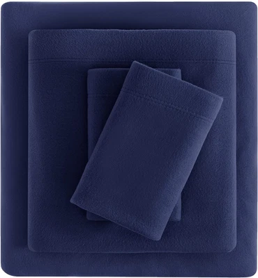 Juego de sábanas de felpa micro polar Queen azul marino - sábanas suaves cálidas de invierno polar 4 piezas Foto 1 de 4