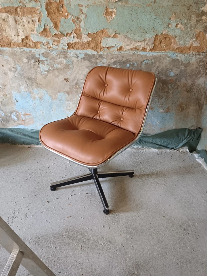 1 Fauteuils  Vintage CHARLES POLLOCK  / Cognac "Visiteur"  pour KNOLL            - Photo 1/4