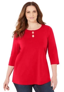 Catherines Women's Plus Size Suprema Teardrop Tee - Picture 1 of 7