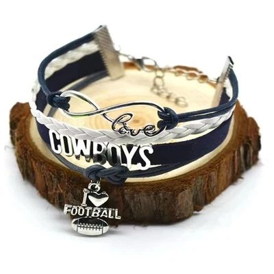 Dallas Cowboys Infinity Charm Bracelet Adjustable Sports Football Theme - Image 1 of 4
