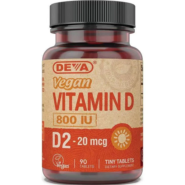 Vitamina D2 vegana Deva 800 UI (20 mcg) 90 comprimidos Foto 1 de 2