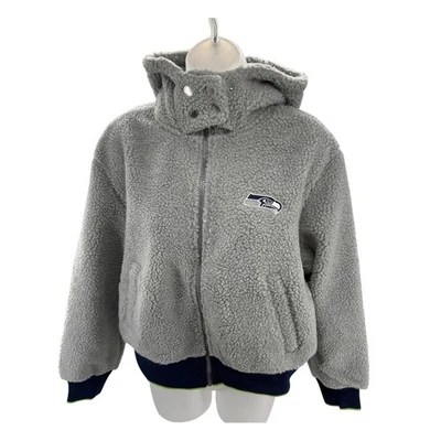Chaqueta con capucha Wear Erin Andrews Seattle Seahawks para mujer Sherpa polar cremallera mediana Foto 1 de 4
