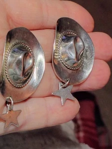 Taxco Mexiko Sterling 925 Cowboyhut Stern Ohrhänger TA-97 Wstrn Vintage 12,45 g - Bild 1 von 18