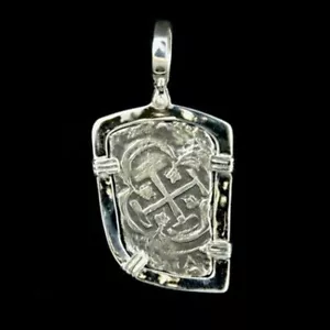 Atocha Sunken Tresure Jewelry - Long 8 Reale Silver Coin Pendant - Picture 1 of 5