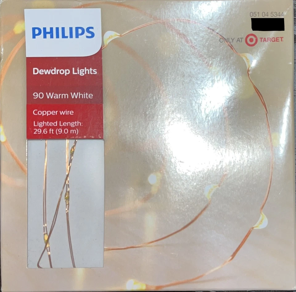 PHILIPS DEWDROP LIGHTS 90 WARM WHITE COPPER WIRE LED - Image 1 of 1