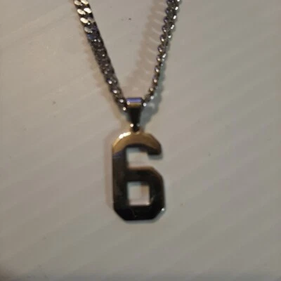 #6 NÚMERO DE FÚTBOL DE BÉISBOL Colgante Dije / COLLAR CADENA INOXIDABLE 18"-24" Foto 1 de 4