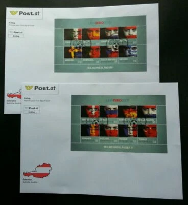 [SJ] Austria Football UEFA Euro 2008 Games Sport Flag (FDC pair) *rare *see scan - Image 1 of 4