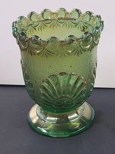 1880 Westmoreland Cáscara y Joya Verde Iridiscente Cottagcore Vidrio Abierto Azúcar - Imagen 1 de 10
