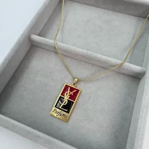 Collana catena Yves Saint Laurent vintage logo YSL placcata oro usata Giappone - Foto 1 di 9