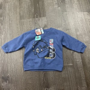 NWT Hanes Boys Pullover Crew Neck Blue Long Sleeve Bulldogs Size 12 Months - Picture 1 of 4