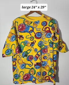 Raw Blue Locks All Over Print Large Yellow T-Shirt Streetwear Hip Hop AOP - Picture 1 of 4