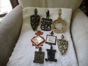 Vintage Lot of (8)  Cast Iron Footed Trivets - They have some rust - Picture 1 of 21