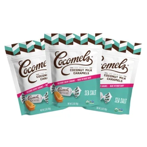 Cocomels Sal Marina Leche de Coco Caramelos, 3.5 OZ, Paquete de 3, Sin Lácteos, Vegano, Orga - Imagen 1 de 11