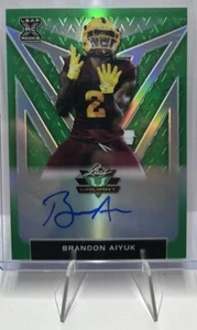 BRANDON AIYUK 2020 LEAF VALIANT 49ERS ROOKIE AUTO GREEN PRIZM RC AUTO #D69/75 - Picture 1 of 3
