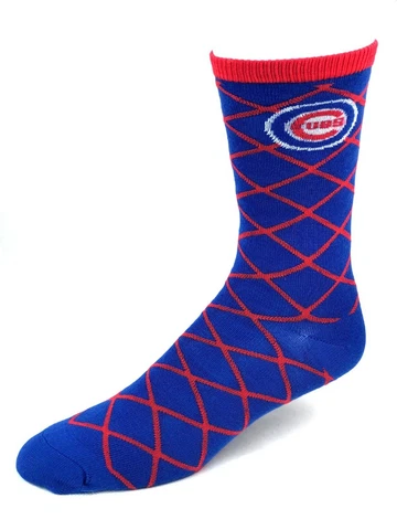 Chicago Cubs Blue & Red Diamond Design Crew Socks Cover