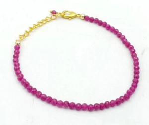 Natural Pink Ruby Faceted Gemstone Beads womens gift Bracelet jewellery 7" - Picture 1 of 11