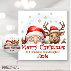 Christmas Card Personalised Son Grandson Daughter Granddaughter Santa Reindeer - Picture 1 of 12