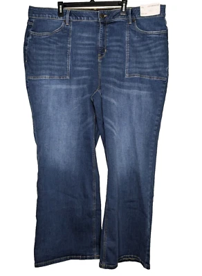 Liz Claiborne Women's Calla Lilly Wide Leg Jeans Size 22W Dark Wash Blue $59 Nwt - Image 1 of 4