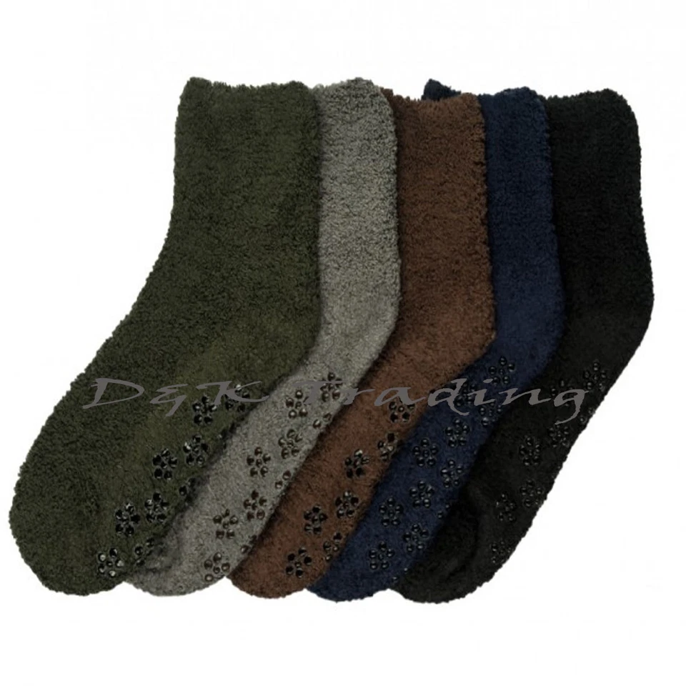 6-12 Non-Skid Cozy Fuzzy Warm Winter Dark Plain Color Slipper Bed Socks Lot 9-11 - Image 1 of 1
