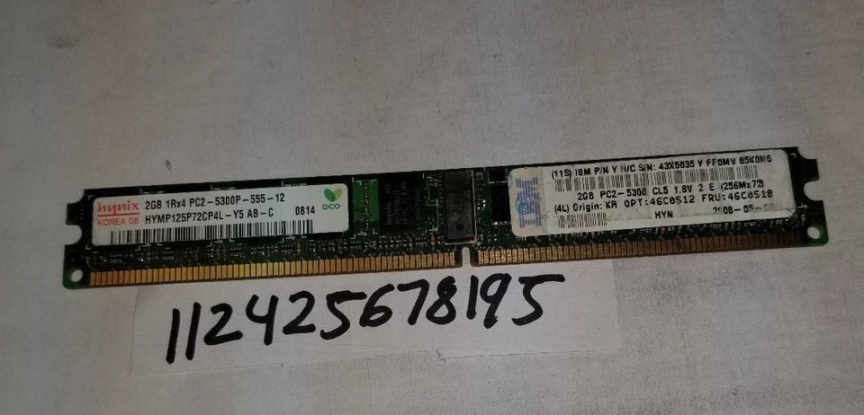 2GB DDR2 PC2 PC2-5300P 667MHZ 667 5300P 240PIN DIMM ECC-REG RDIMM 1RX4 VLP - Image 1 of 1