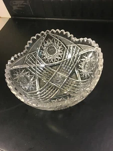 ANTIQUE Gorgeous EAPG SAWTOOTH PRESSED GLASS Sunshine and crossroads 8.25"  BOWL - Picture 1 of 5