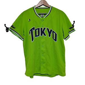 Tokyo Swallows Yakult Majestic Baseball Jersey Green Buttons Japan Authentic