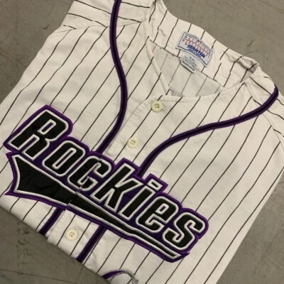 Camiseta deportiva vintage rara de los Colorado Rockies Starter años 90 pin rayas XXL Dante Bichette Foto 1 de 3