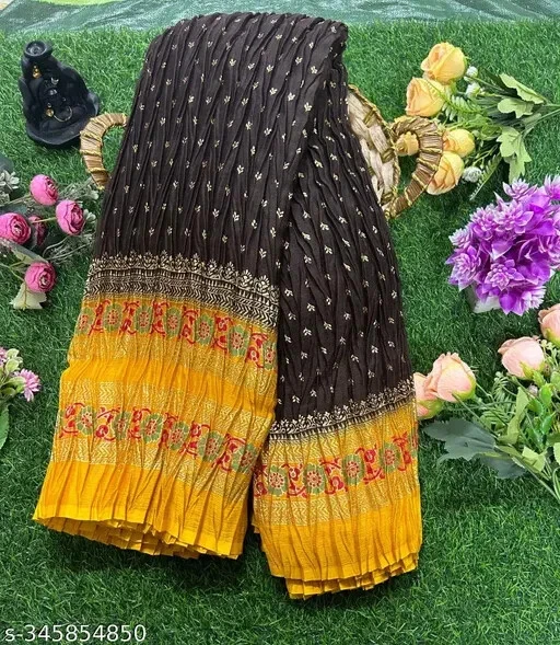 Women's Chiffon Printed Saree with Running Blouse Piece - Image 1 of 1