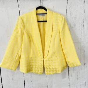 Kasper Jacket Women’s 14 Yellow/White Blazer Long Sleeves Houndstooth New - Picture 1 of 13