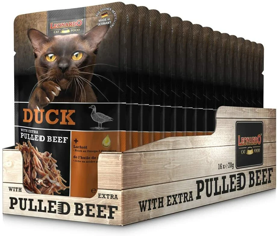 Leonardo Frischebeutel Duck mit Fleischstreifen [Pulled Beef] 16x 70g - Bild 1 von 4