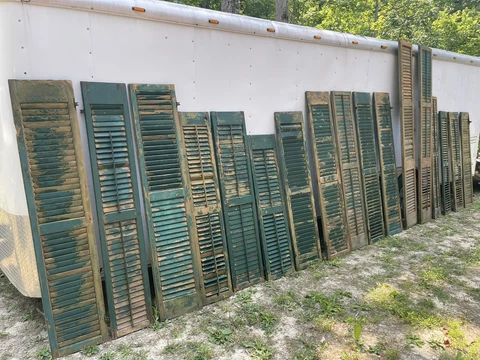 17 Old Vintage Antique House Wood Louvered Shutter Doors Green PICKUP ONLY Cover