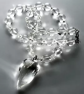 COLLAR COLGANTE HOJA DE CUARZO RUTILADO CRISTAL ROCA C.1950 - Imagen 1 de 6