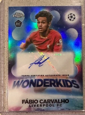 FABIO CARVALHO 2022-23 TOPPS CHROME UEFA CHAMPIONS LEAGUE WONDERKIDS AUTO RC W-8 - Image 1 of 2