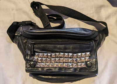 INCREÍBLE Riñonera de Cuero ARTESANO Tachonado Vintage Bolso Cinturón Eslinga Hombro Foto 1 de 4