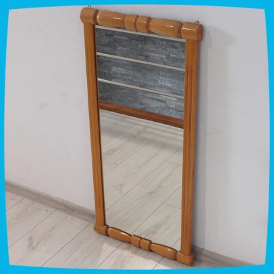 Wall Hanging Mounted Brown Wooden Framed Mirror Rectangle 95cm x 46cm - Image 1 of 4