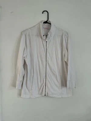 Fresh Produce Sudadera Blanca Chaqueta Algodón Tejido Cremallera Completa Cuello Simulado Mujer XL Foto 1 de 4