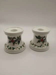 2 Portmeirion Candle Stick Holders Christmas The Holly and The Ivy - Picture 1 of 6