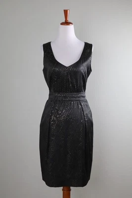 ELIE TAHARI $328 Satin Belted Silk Blend Lined Pleated Pencil Dress Size 8 - Image 1 of 4