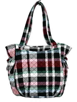 VERA BRADLEY Glenna Satchel in Ribbons Plaid Quilted Recycled Cotton 28878-11978 - Image 1 of 4