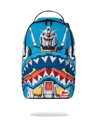 Sprayground Gundam Shark Dlxsr Backpack Multi Graphic Print Laptop Bag DSB106 - Image 1 of 4