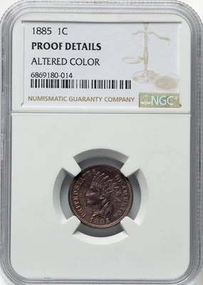 1885 Indian Head Cent Proof - NGC Proof Details - altered color - beautiful coin - Image 1 of 4