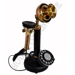 Vintage Brass & Iron Candlestick Phone Functional Retro Style Classic Telephone - Picture 1 of 8