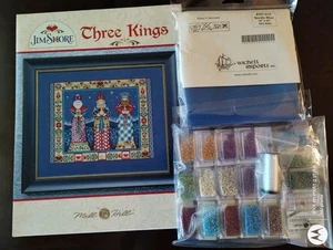 JIM SHORE THREE KINGS CROSS STITCH CHART, AIDA, MILL HILL BEADS, KREINIK KIT - Picture 1 of 8