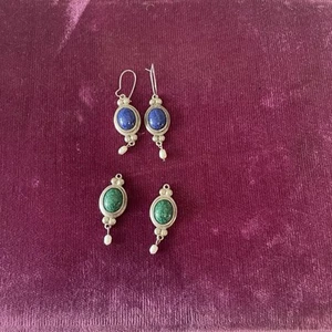Juego de pendientes de plata esterlina CCO Coleman Co verde esmeralda y azul marino - Imagen 1 de 5
