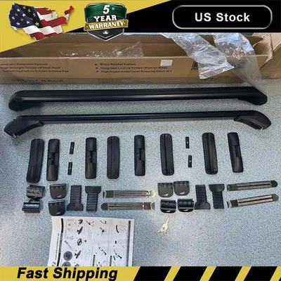 2 Aluminium Alloy Roof Rack Overhead Side Rails Bars Luggage Carrier Holder Dwe - Image 1 of 4