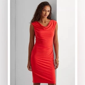 Vestido midi formal rojo Lauren Ralph Lauren talla 10 - Imagen 1 de 10